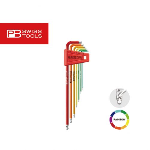 瑞士 PB SWISS TOOLS 7件L型彩虹六角球頭扳手