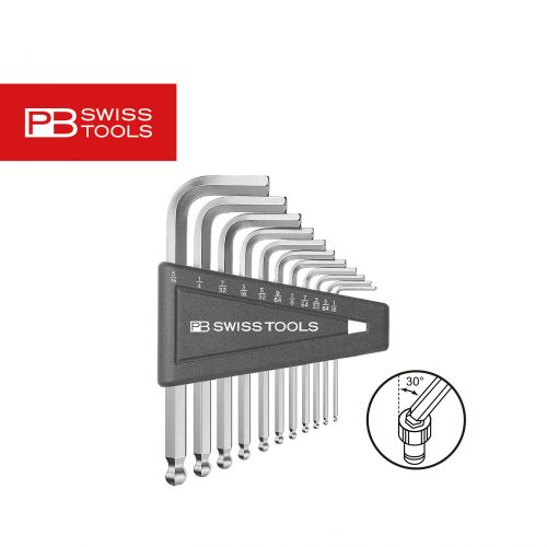 瑞士 PB SWISS TOOLS 12件L短型英制六角球頭扳手